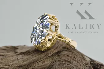 14K жълто злато Циркон Пръстен Винтидж vrc134y